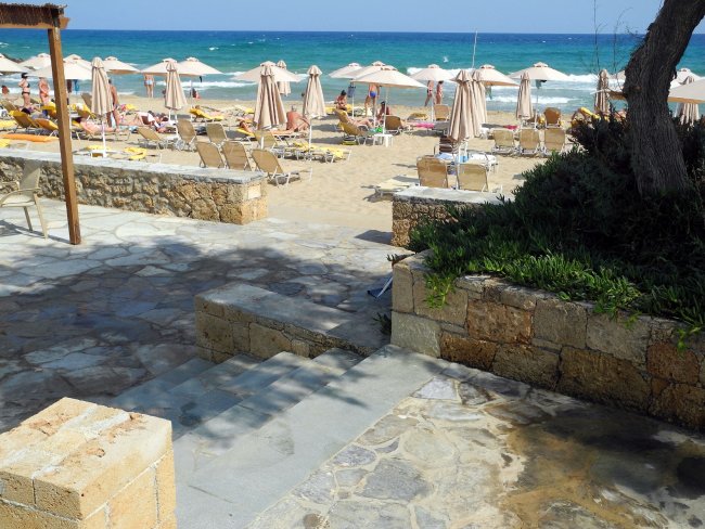 Strandzugang - Kernos Beach Hotel Bungalows - Malia Strandzugang